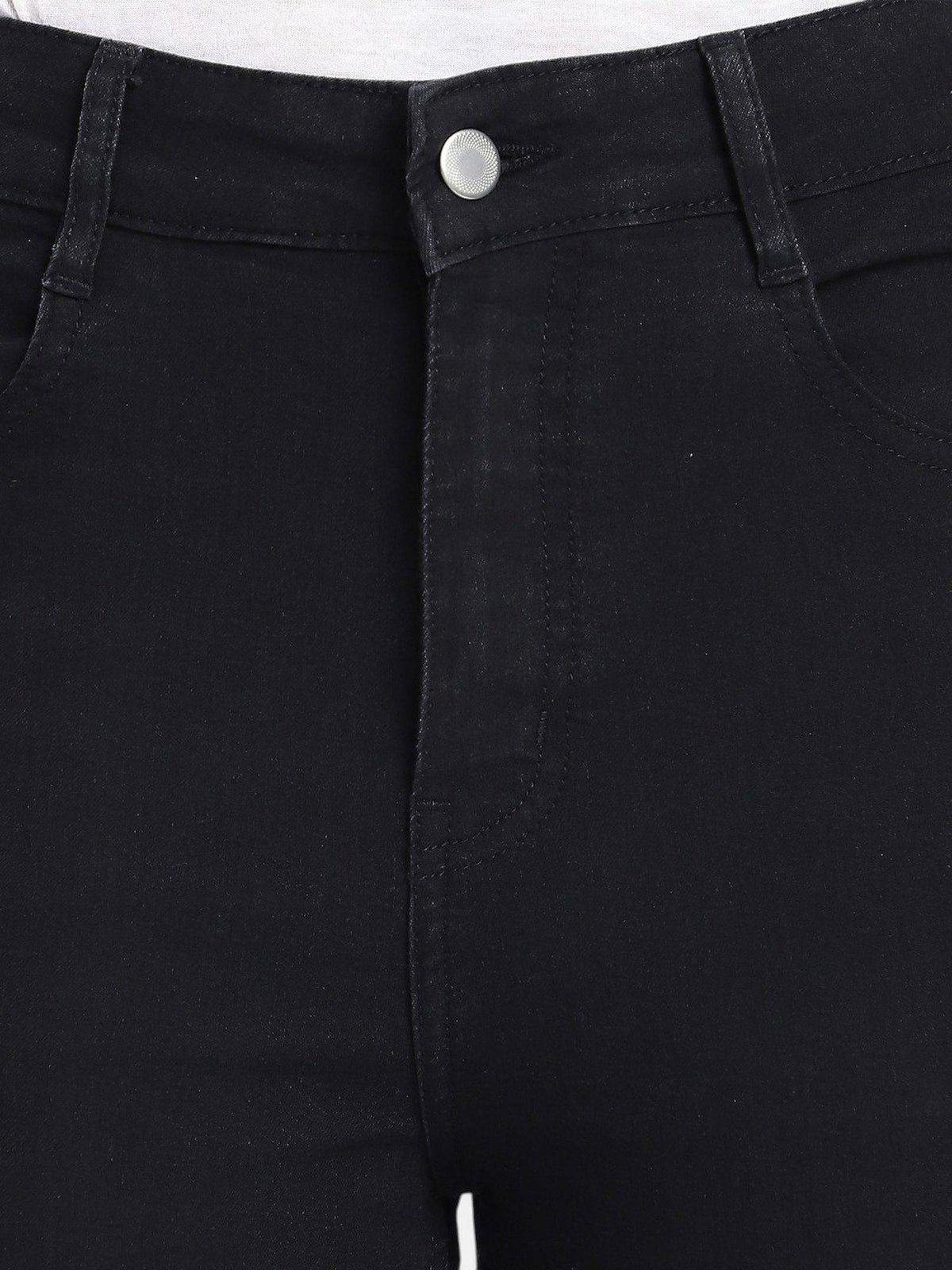 Black Straight Fit Mid Rise Women Jeans | ST23 - view 3