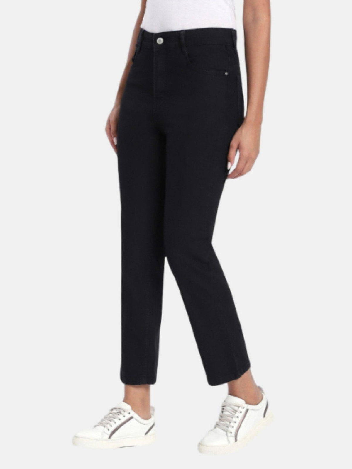 Black Straight Fit Mid Rise Women Jeans | ST23 - view 5