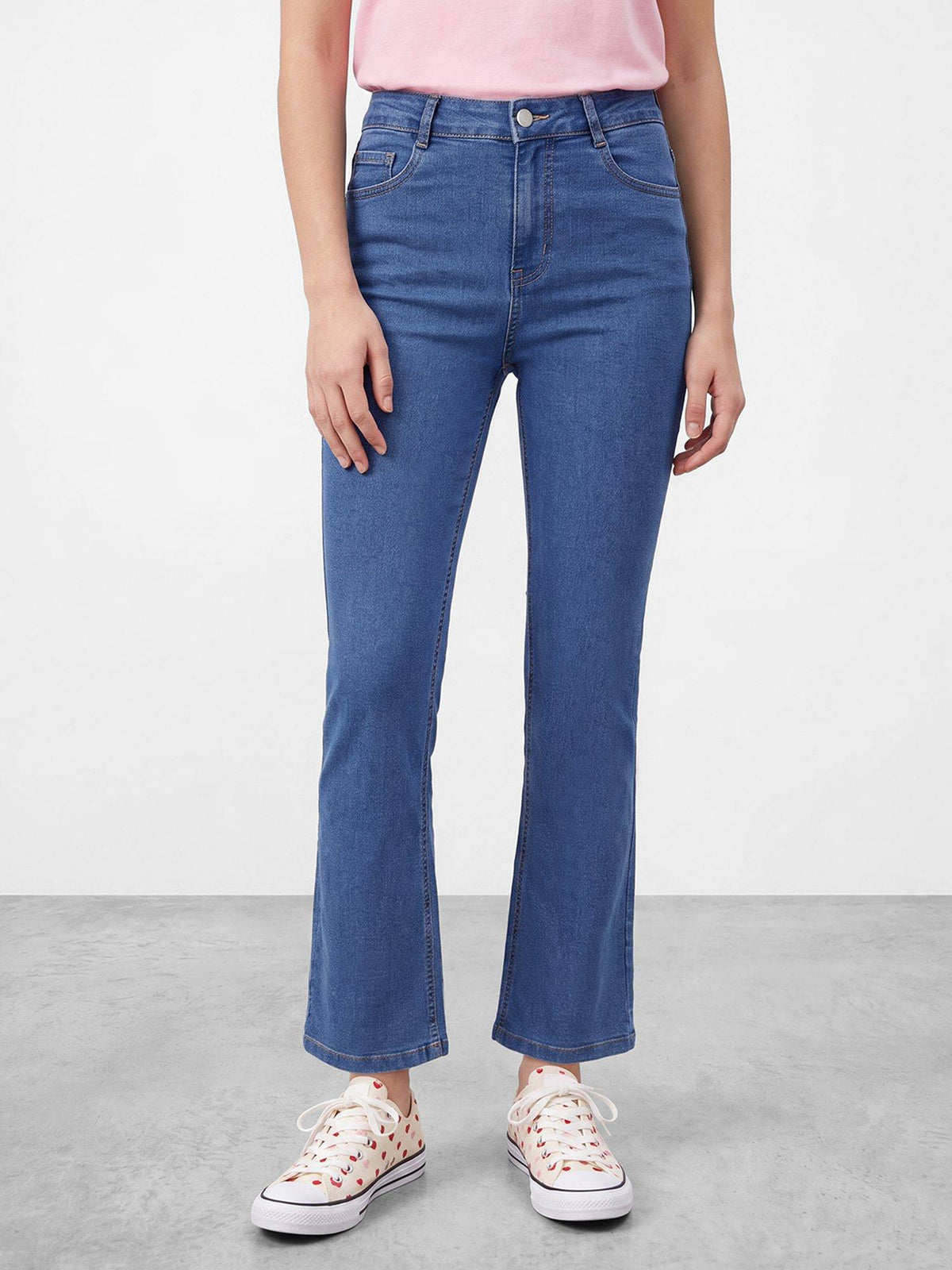 Women Mid Blue Straight Fit Jeans | ST23 - view 1