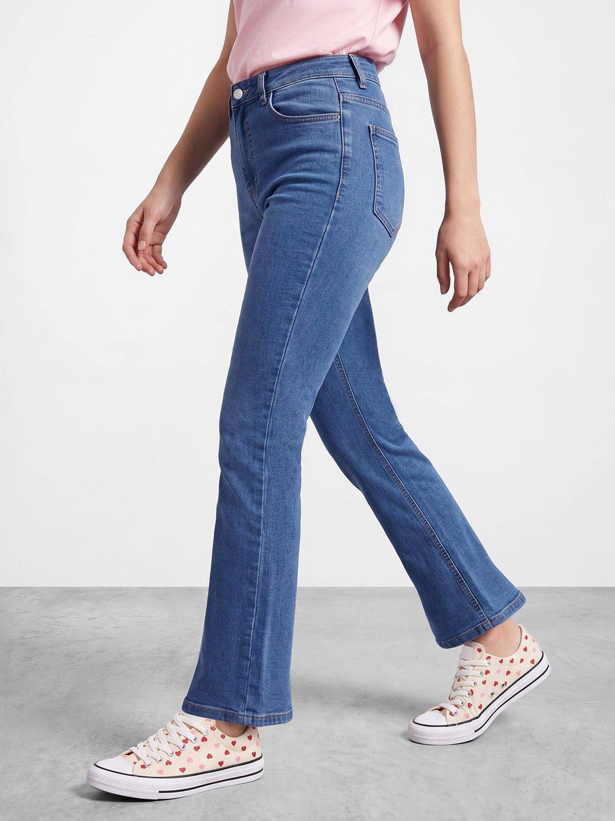 Women Mid Blue Straight Fit Jeans | ST23 - view 3