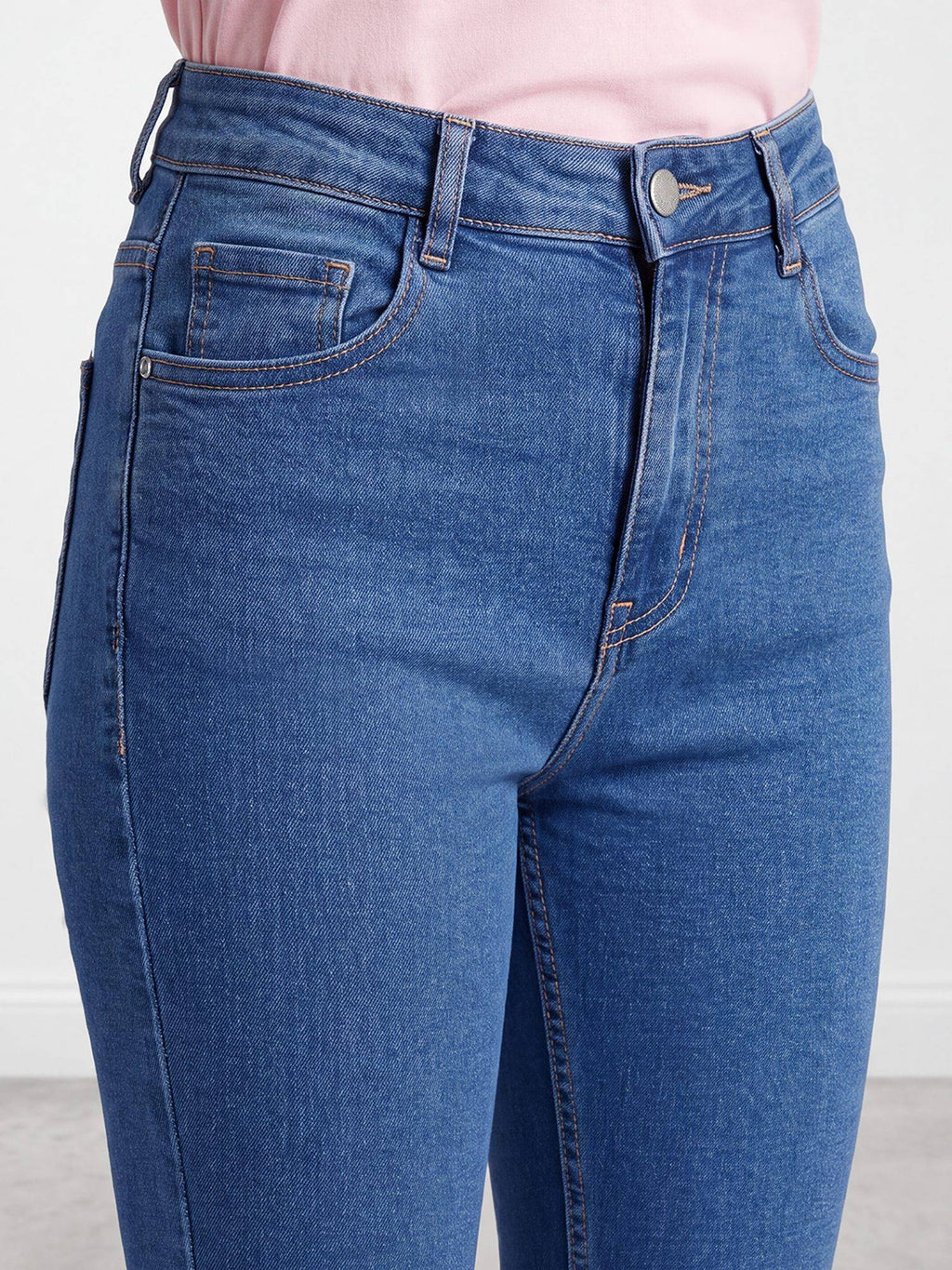 Women Mid Blue Straight Fit Jeans | ST23 - view 5