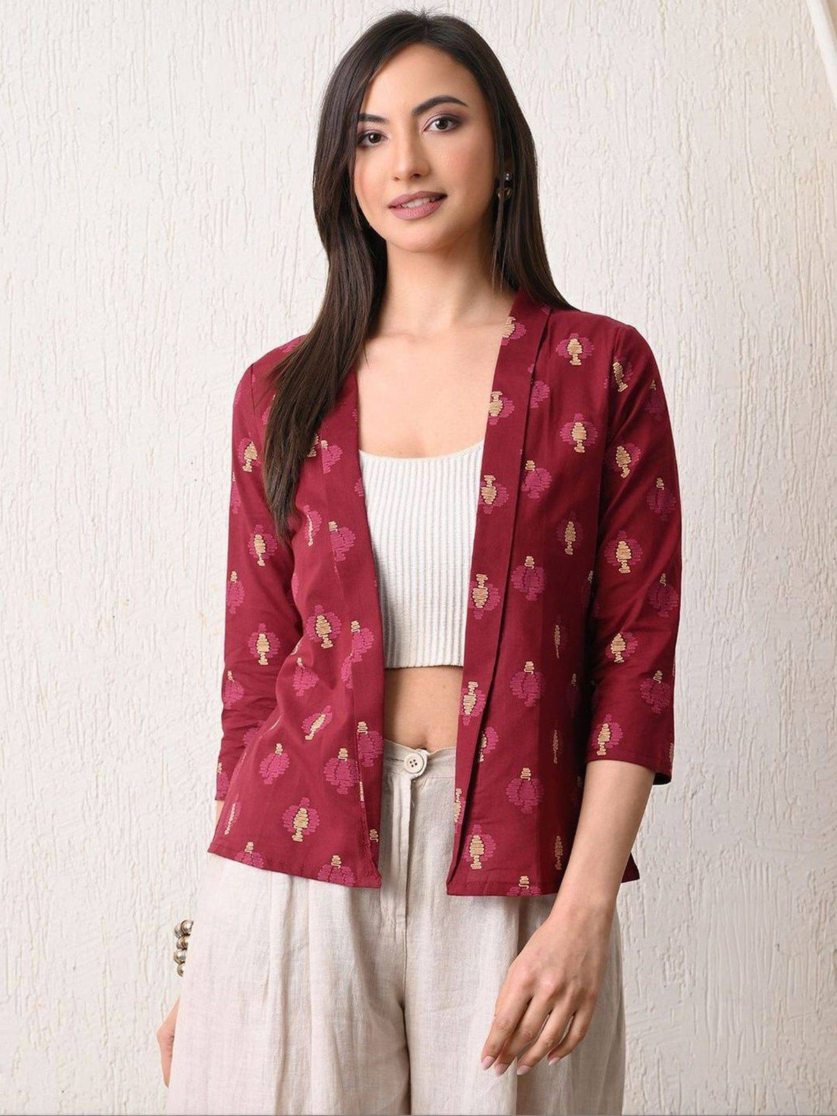 Maroon Women Winey Glow Shrug | JC78 - view 1