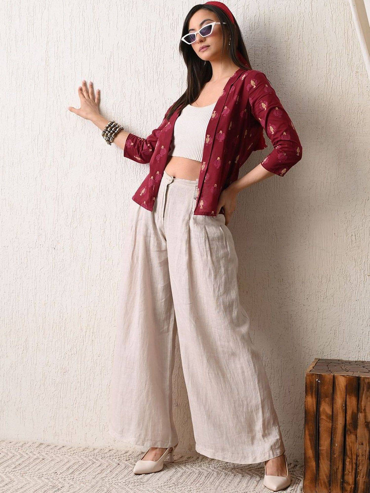 Maroon Women Winey Glow Shrug | JC78 - view 2