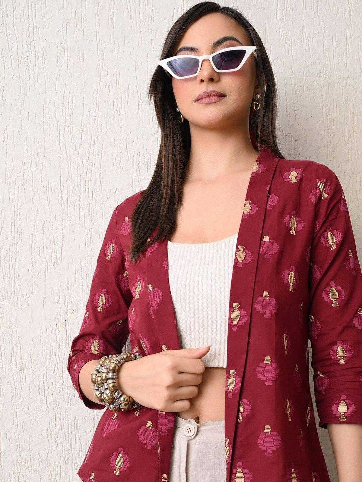 Maroon Women Winey Glow Shrug | JC78 - view 5