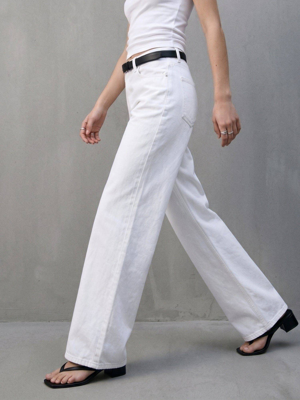 White Mid Rise Straight Fit Denim Jeans | ST23 - view 2
