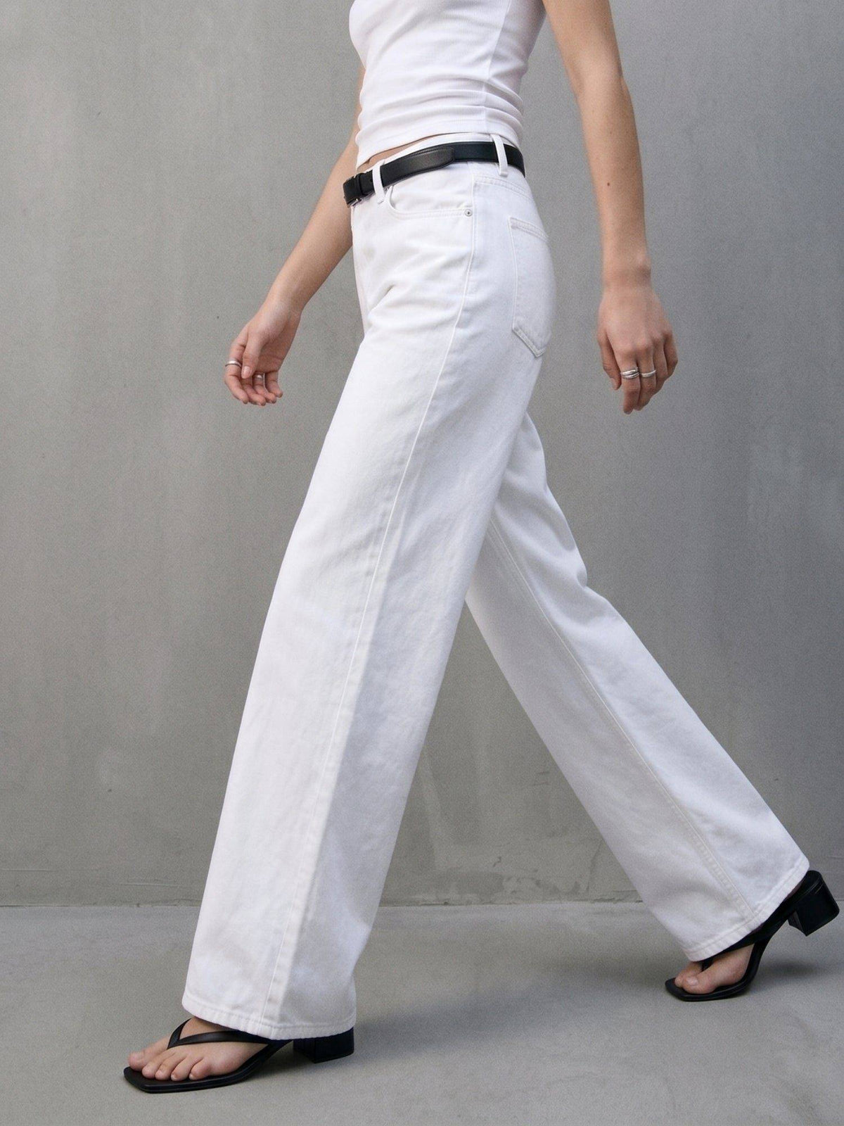 White Mid Rise Straight Fit Denim Jeans | ST23 - view 2