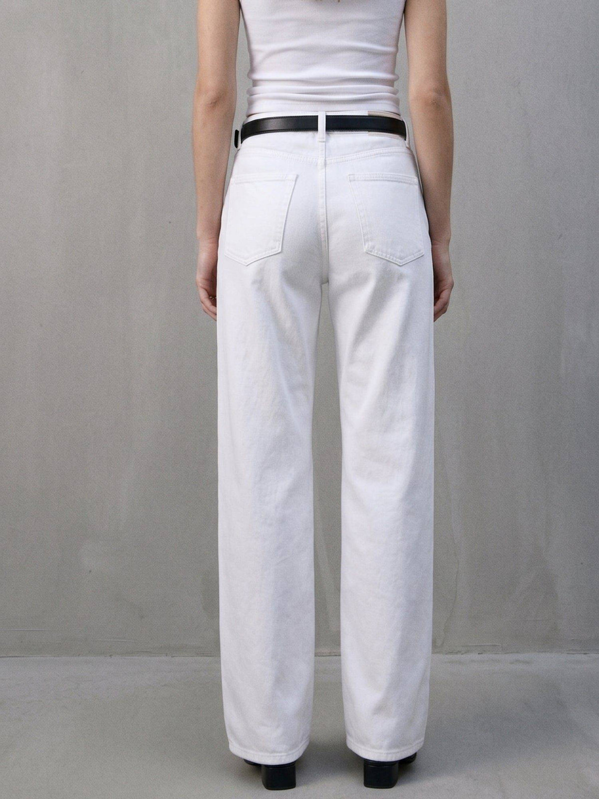 White Mid Rise Straight Fit Denim Jeans | ST23 - view 5