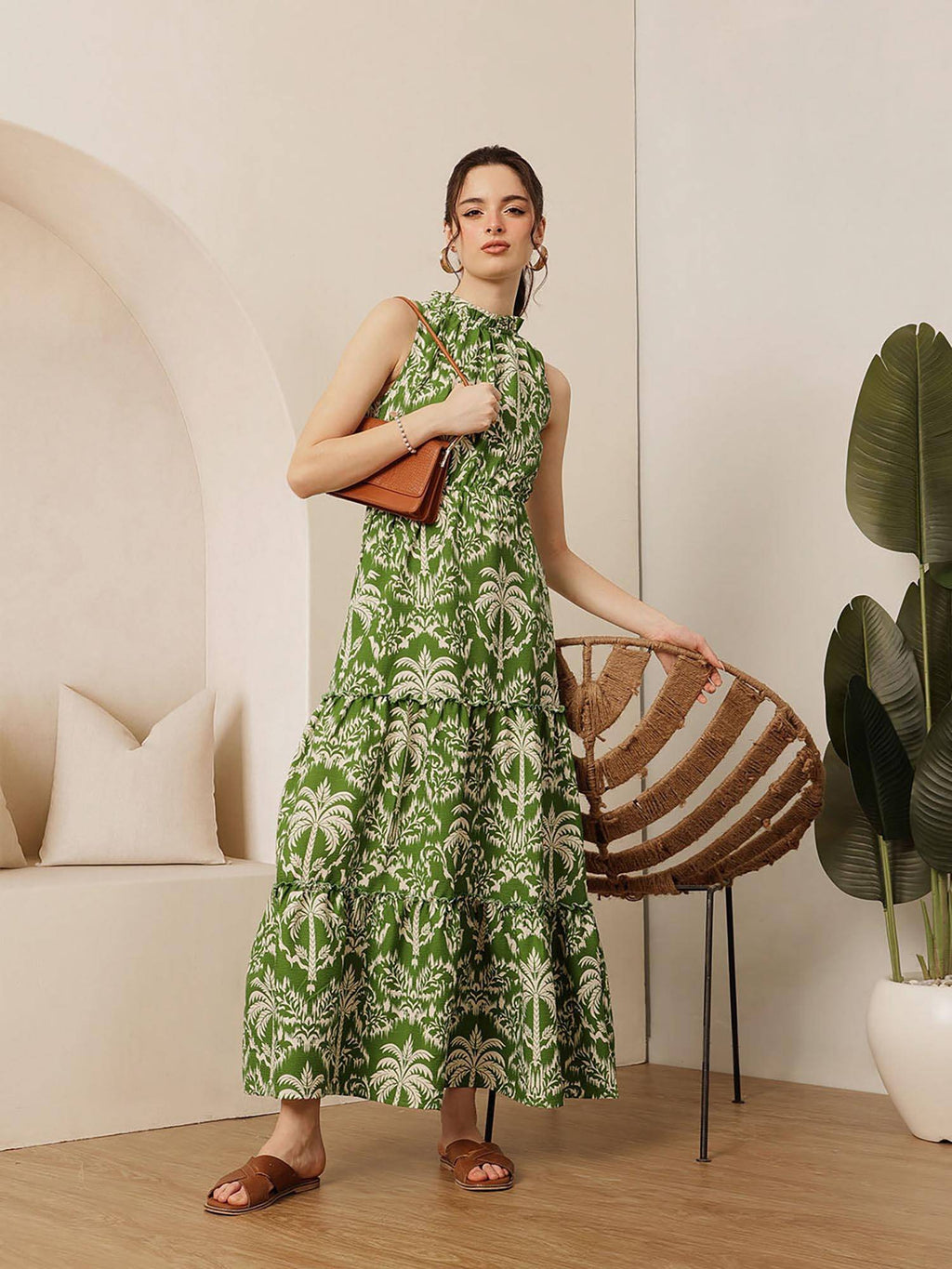 Rust High Neck Dress | D56 - view 7
