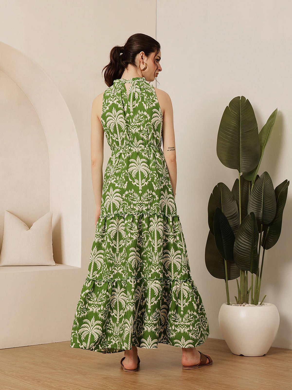 Green High Neck Dress | D56 - view 5