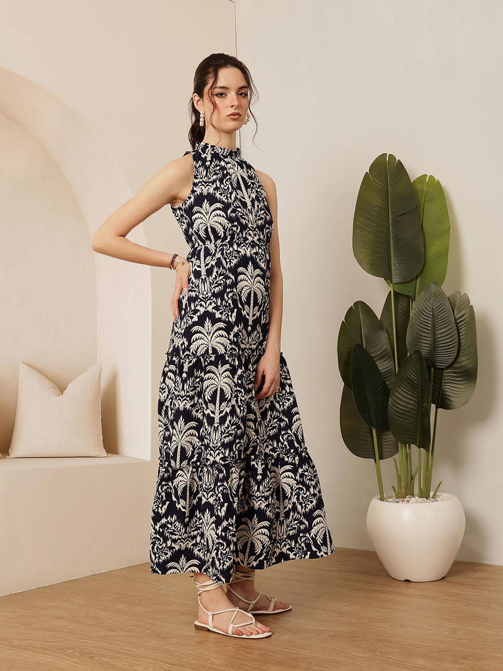 Green High Neck Dress | D56 - view 9
