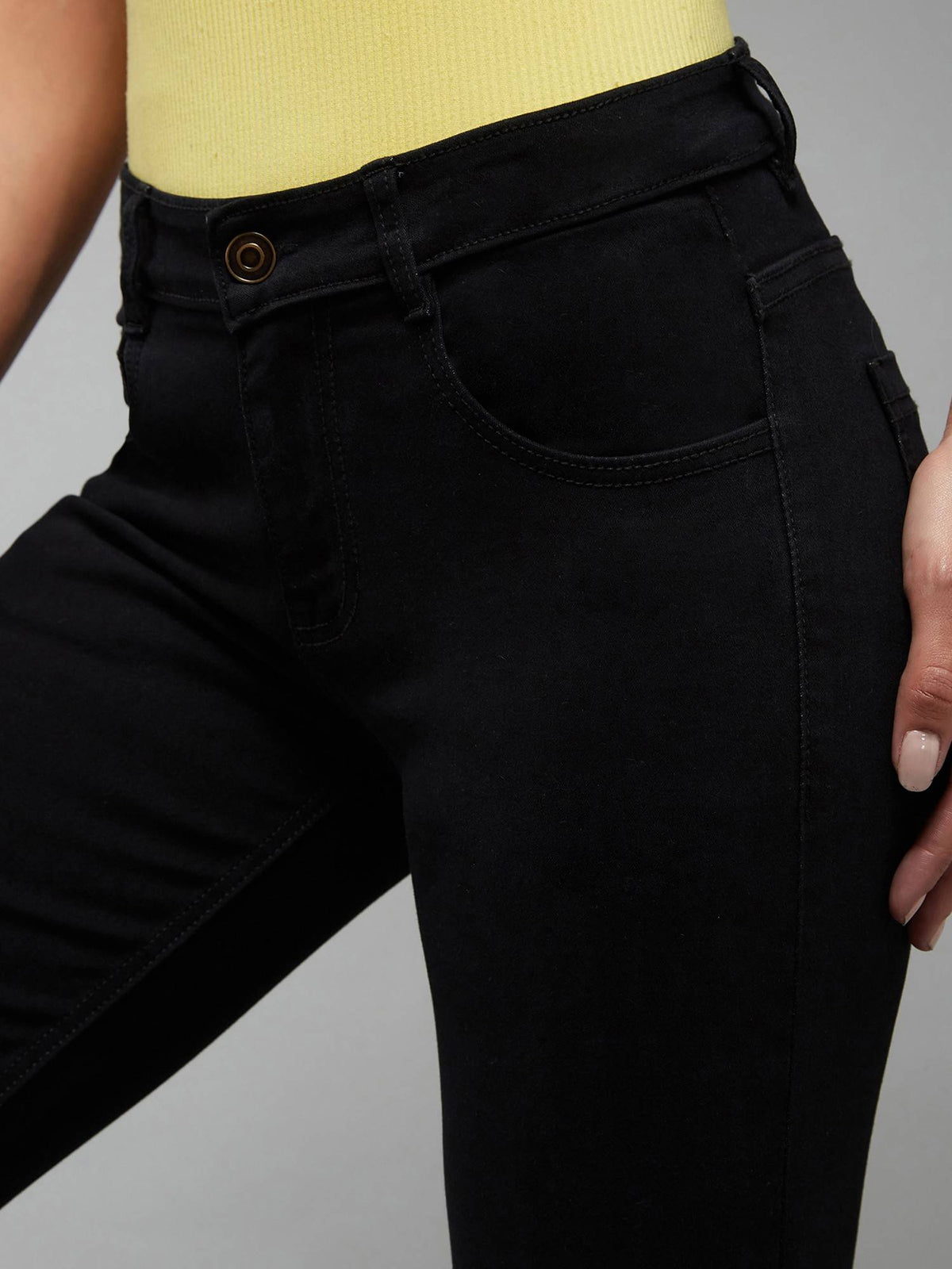 Womens Light Blue Bootcut High Rise Clean Look Regular Stretchable Denim Jeans | BT10 - view 23