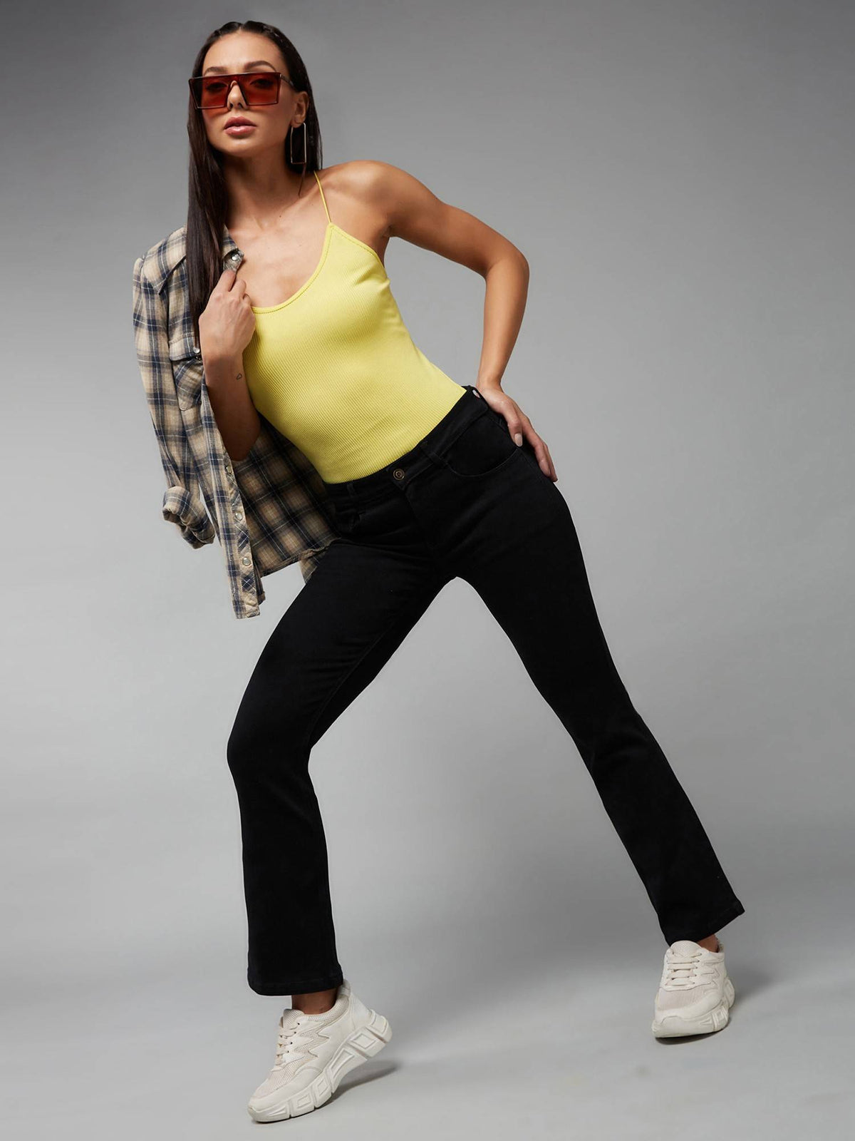 Womens Light Blue Bootcut High Rise Clean Look Regular Stretchable Denim Jeans | BT10 - view 24