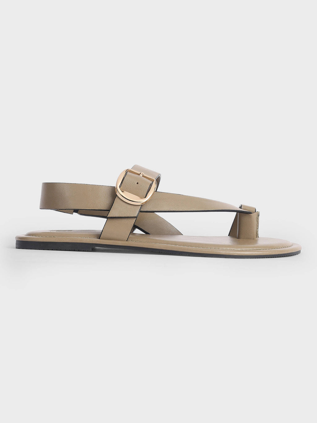 Womens Cream Solid One Toe Flat Sandals | SD89 - view 10