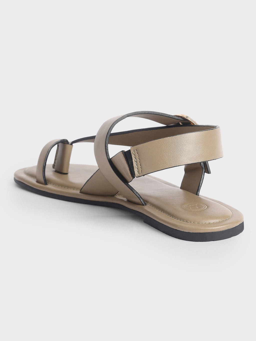 Womens Cream Solid One Toe Flat Sandals | SD89 - view 11