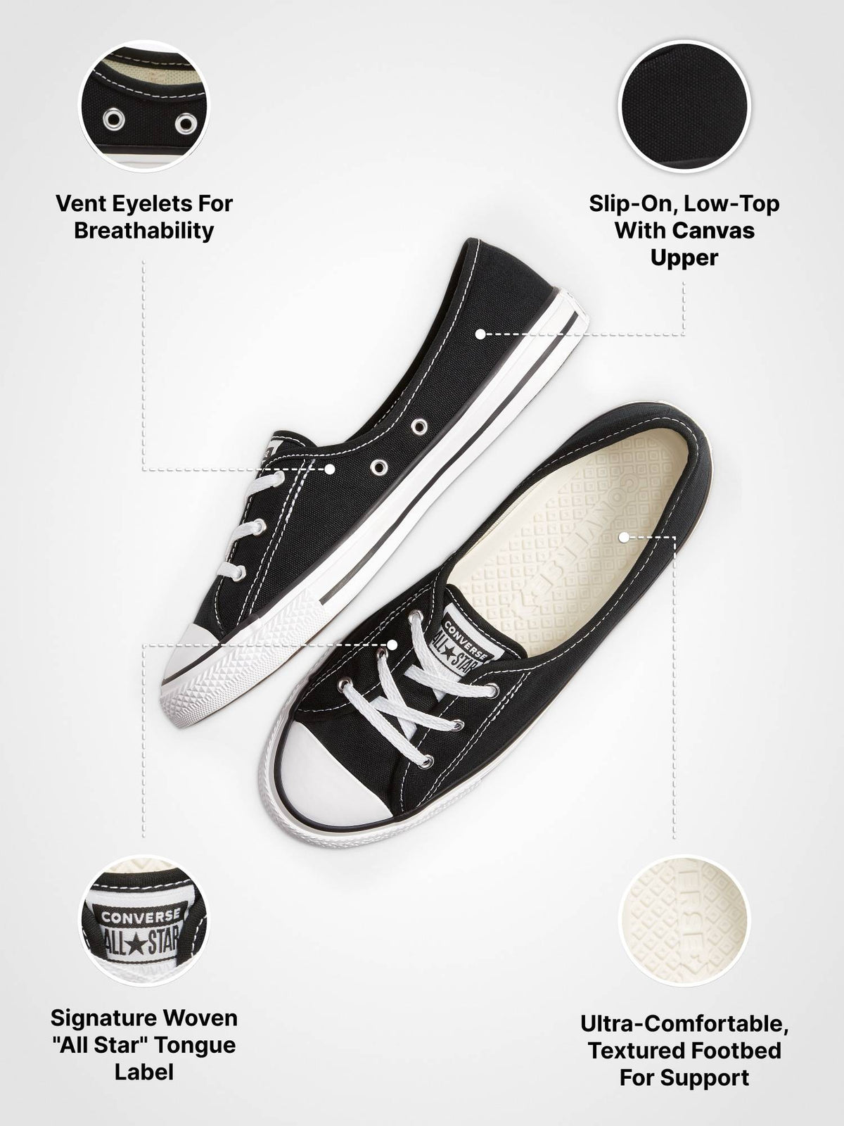 Women Chuck Taylor All Star Ballet Lace Slip On Sneakers | SN09 - view 2