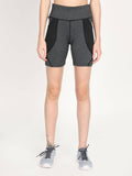 Colorblock Grey Activewear Shorts for Women - view 1
