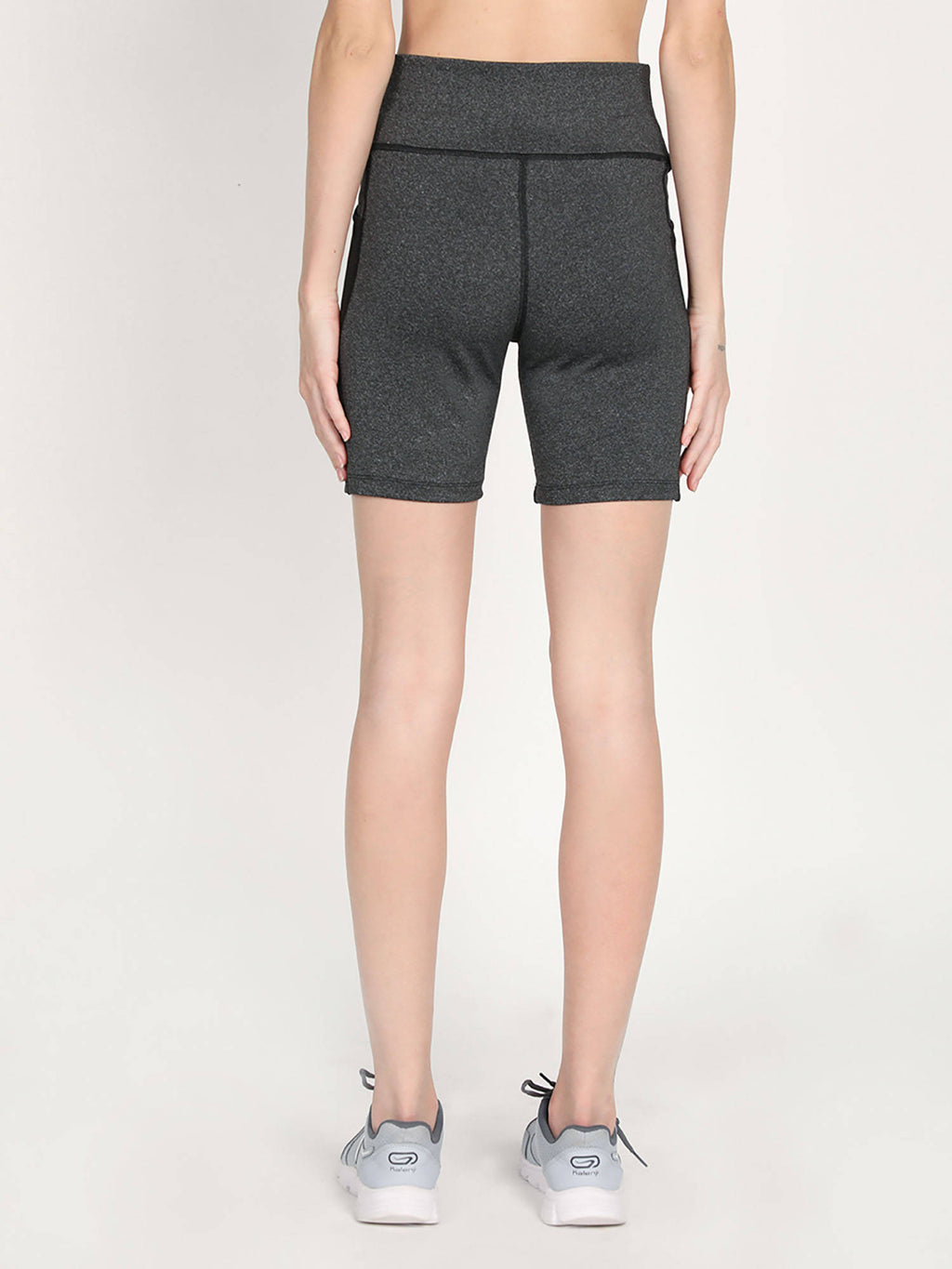 Colorblock Grey Activewear Shorts for Women - view 2