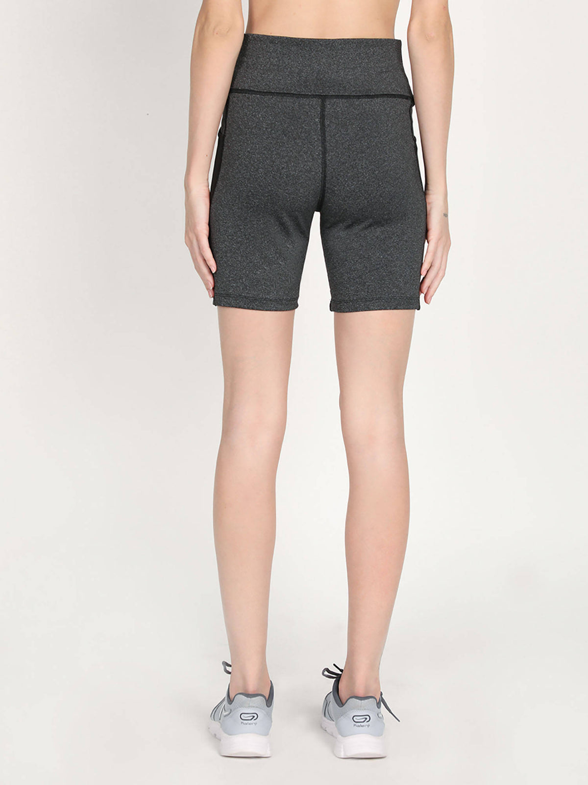 Colorblock Grey Activewear Shorts for Women - view 2