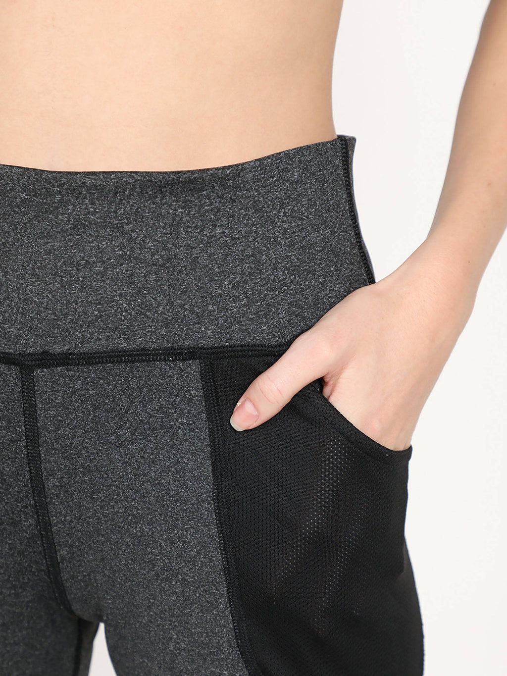 Colorblock Grey Activewear Shorts for Women - view 5