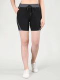 Solid Black Activewear Shorts for Women - view 1
