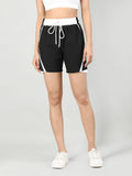 Solid Black Activewear Shorts for Women - view 1