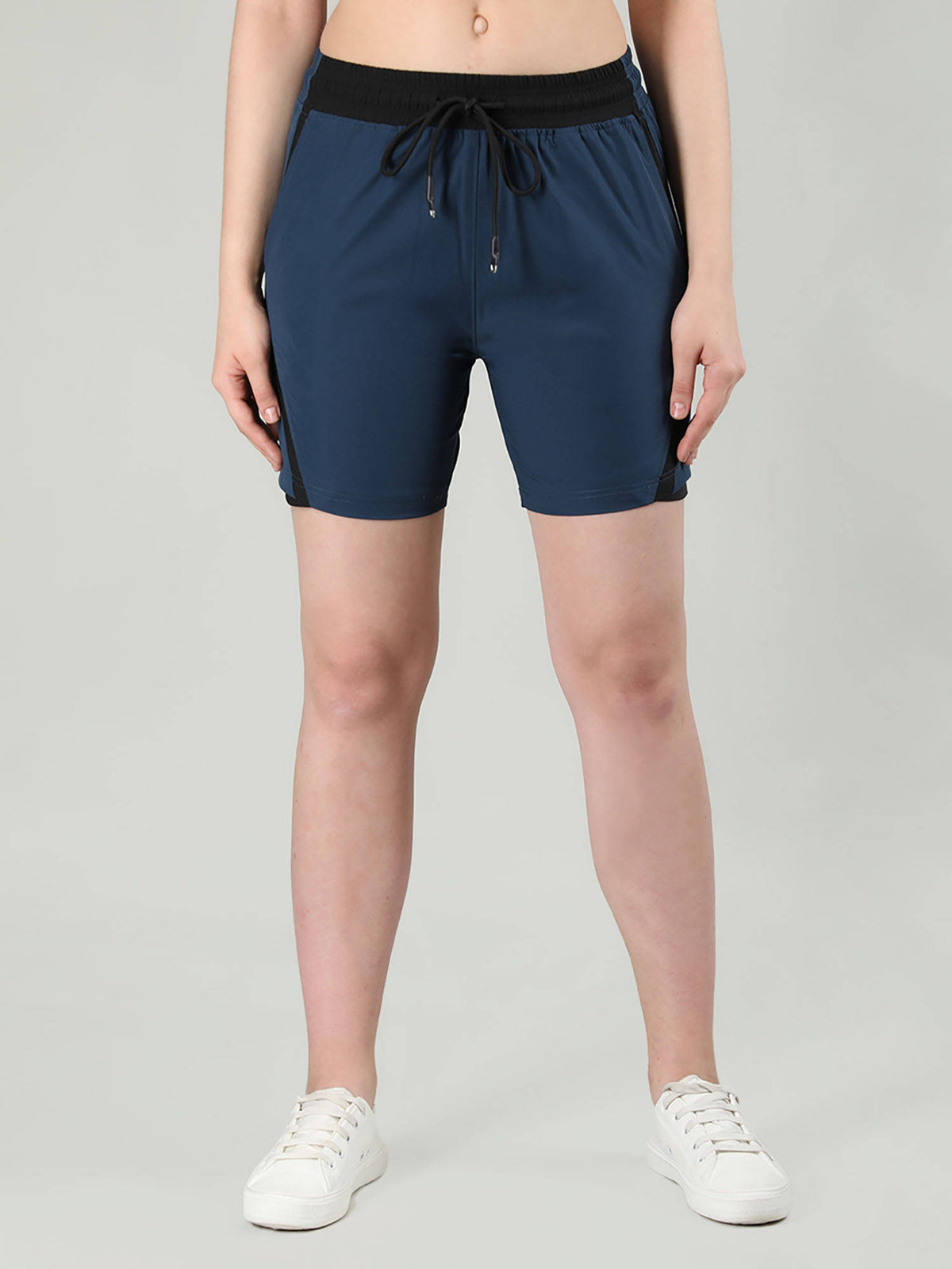 Solid Grey Activewear Shorts for Women - view 25