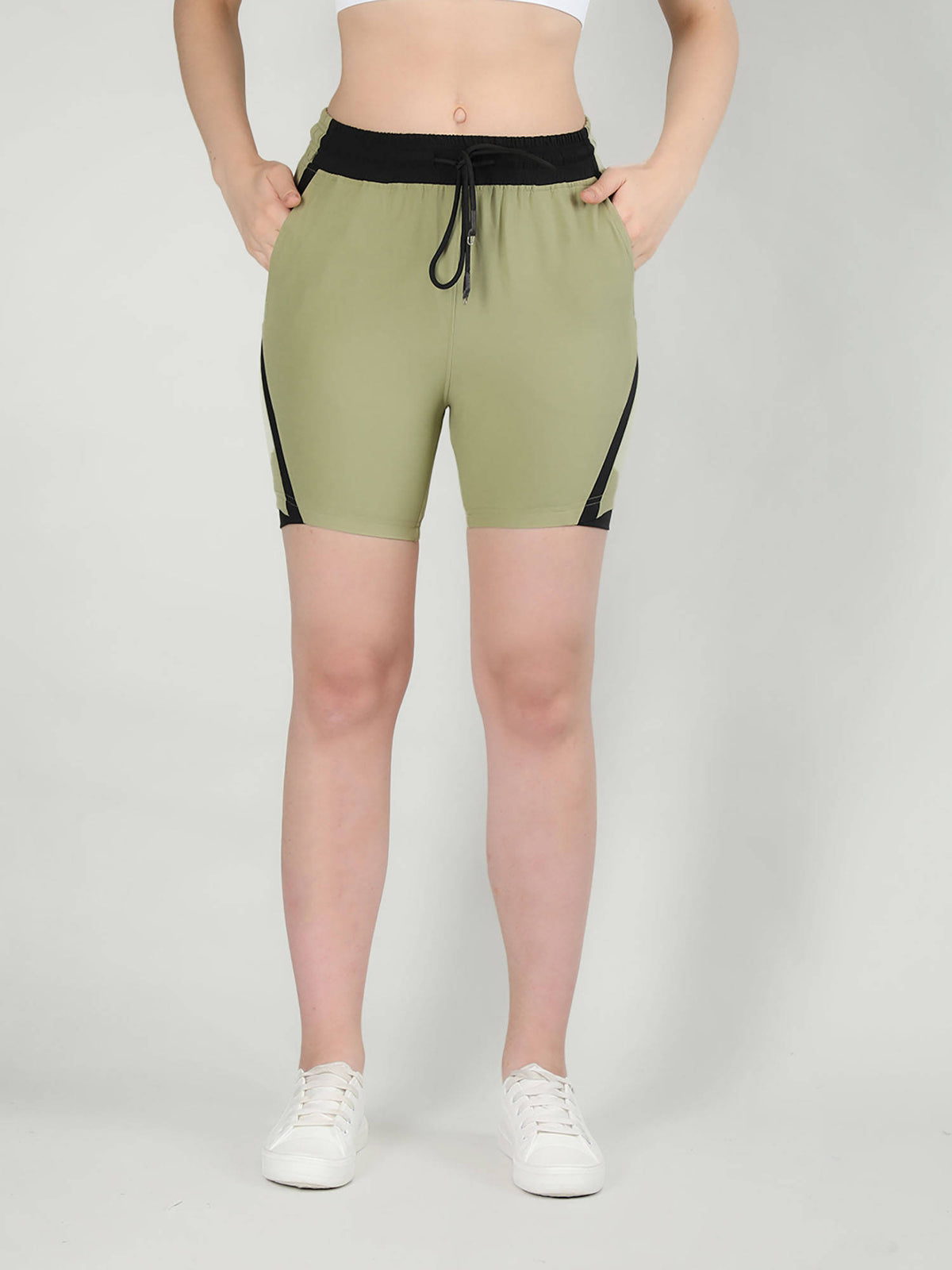 Solid Blue Activewear Shorts for Women - view 7
