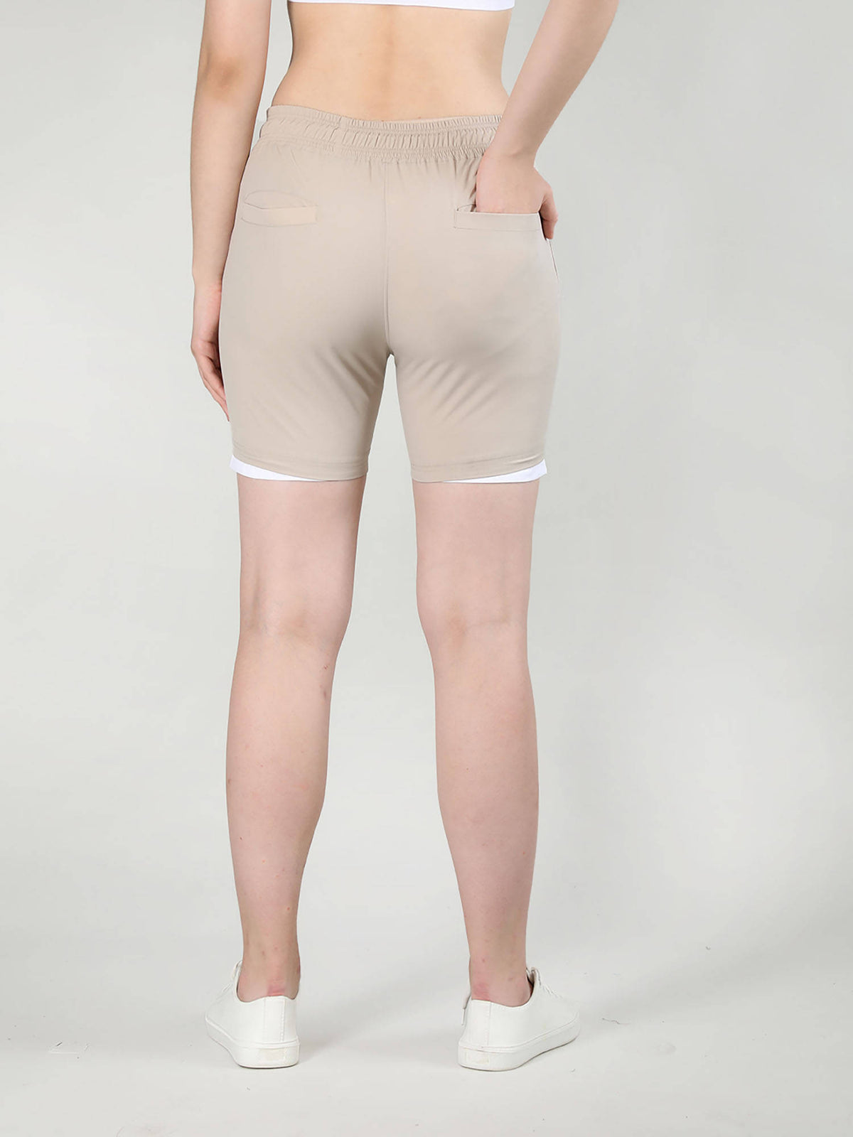 Solid Grey Activewear Shorts for Women - view 38