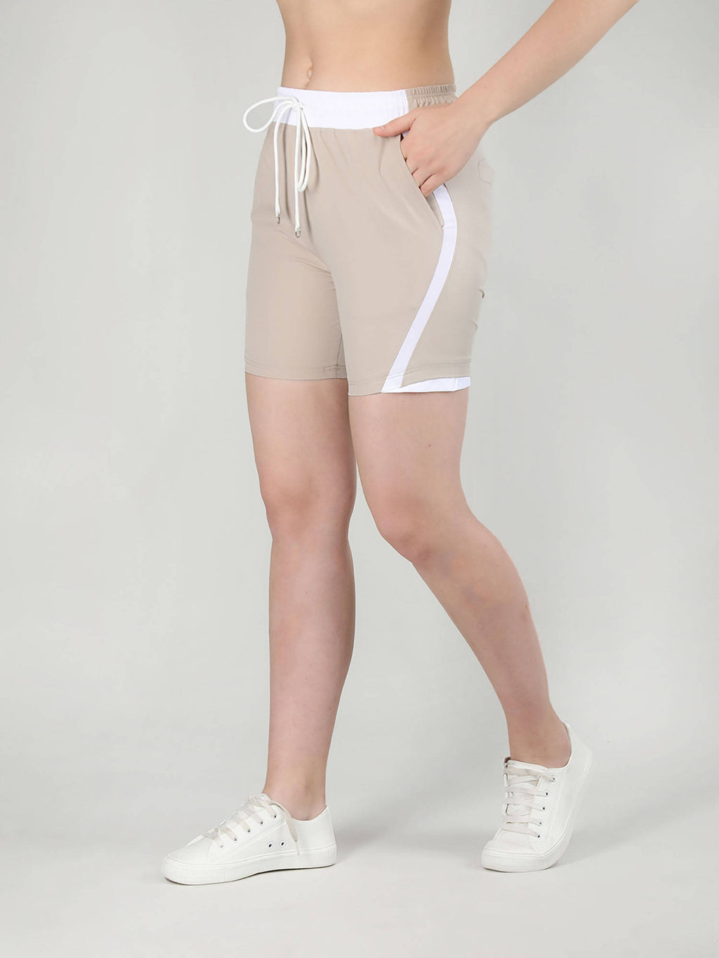 Solid Grey Activewear Shorts for Women - view 39