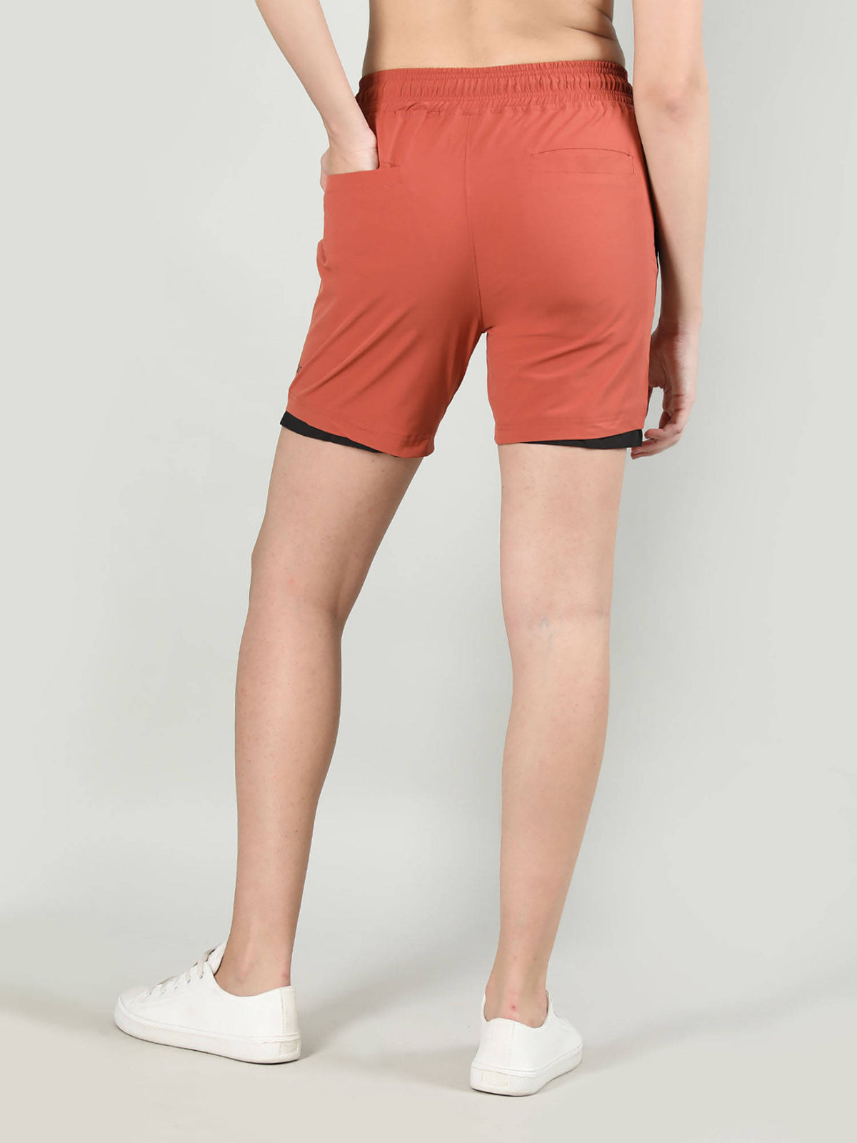 Solid Beige Activewear Shorts for Women - view 20