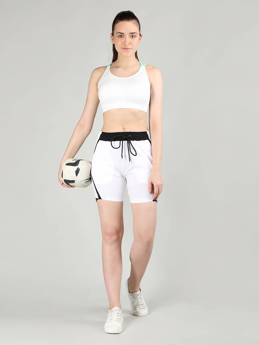 Solid Beige Activewear Shorts for Women - view 41
