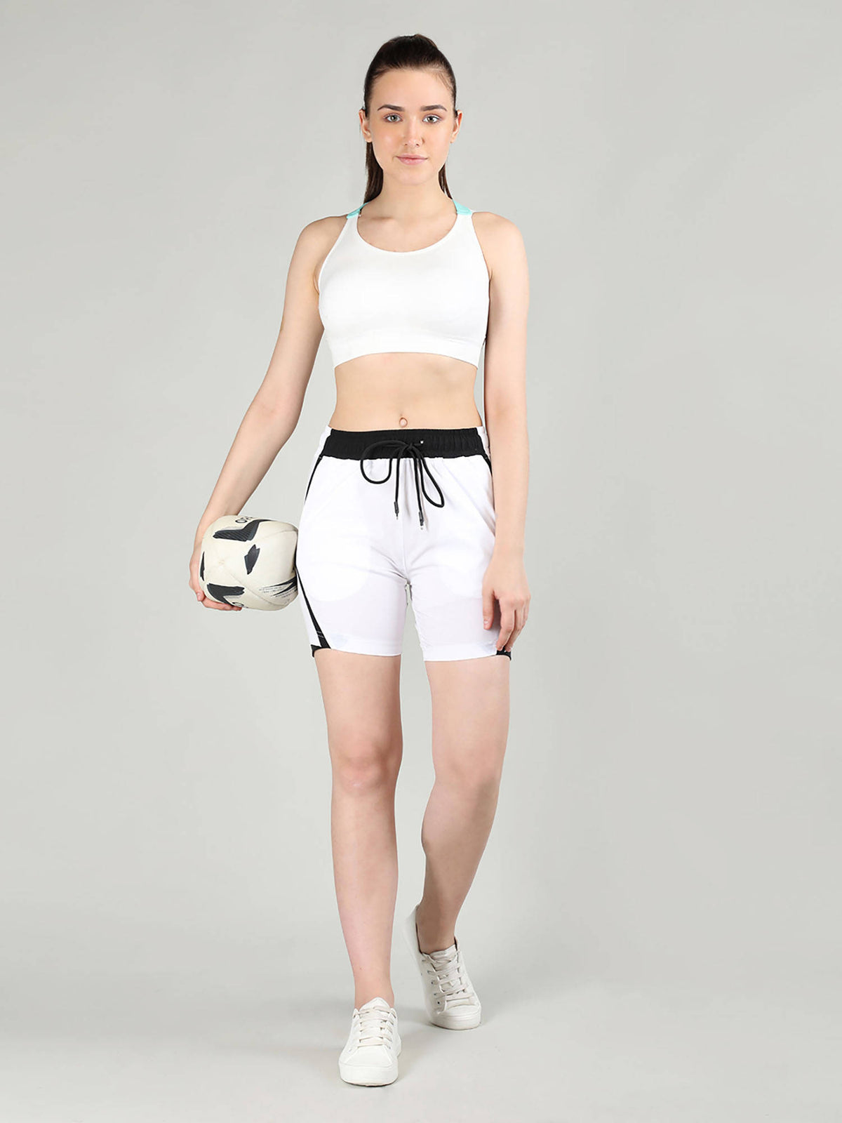 Solid Beige Activewear Shorts for Women - view 41