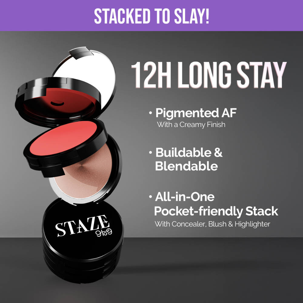 Triple Treat Stacked Face Palette With Concealer, Blush & Highlighter | F14 - view 3