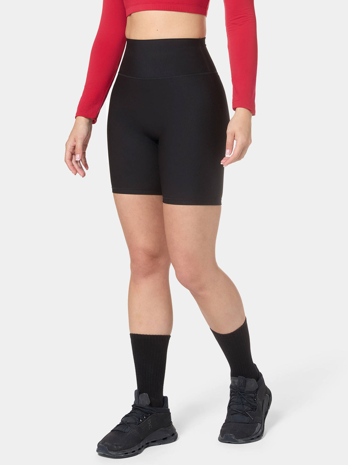 Black Ribbed Cycling Short - view 1