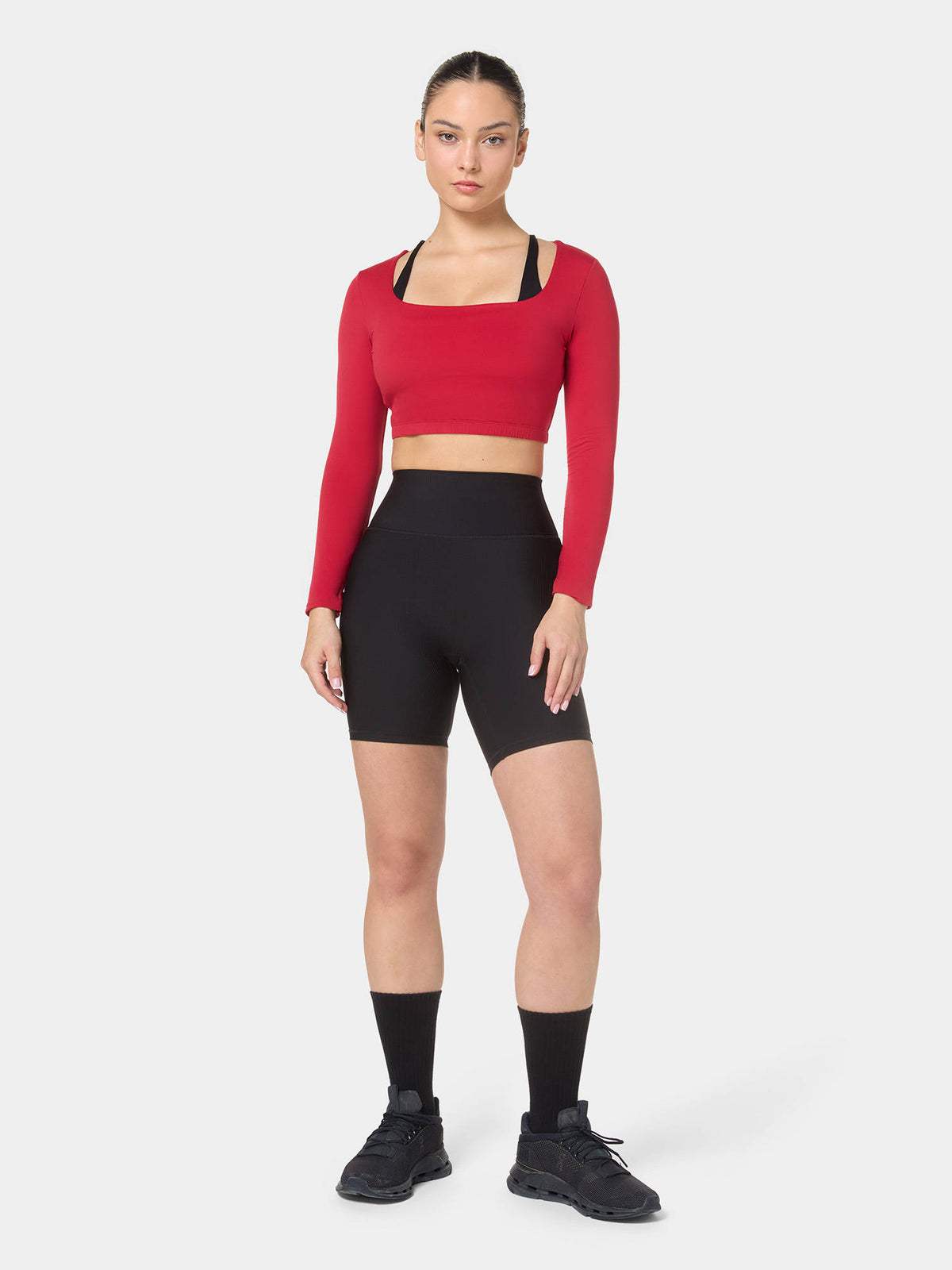 Black Ribbed Cycling Short - view 2