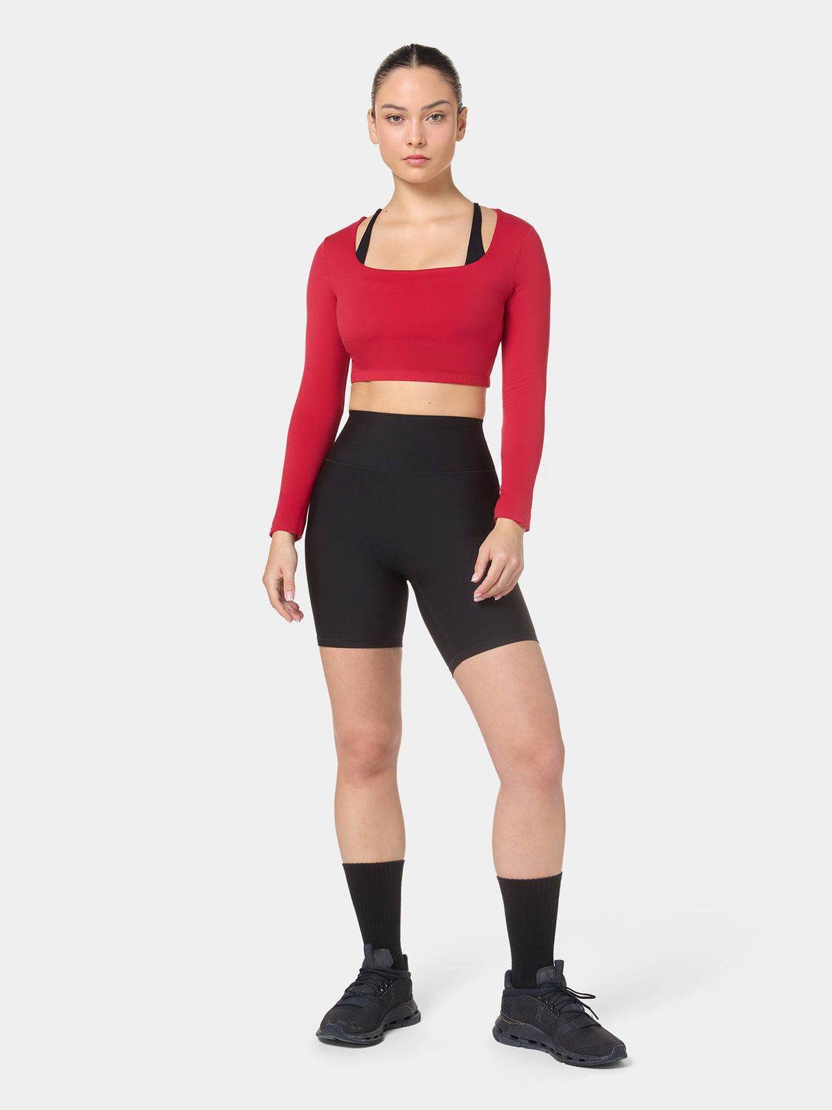 Black Ribbed Cycling Short - view 7