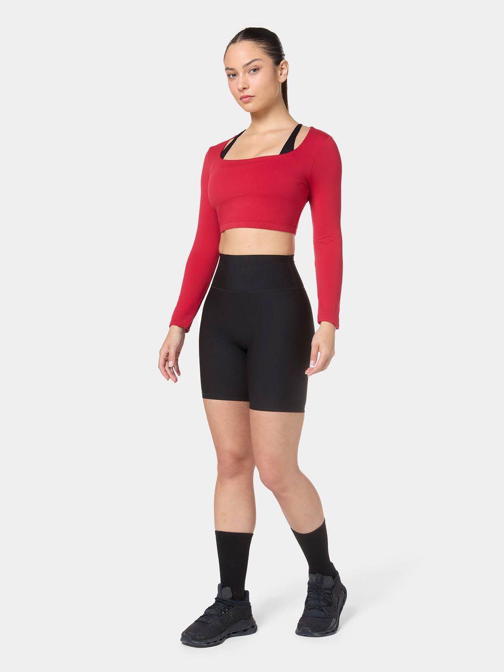 Black Ribbed Cycling Short - view 8