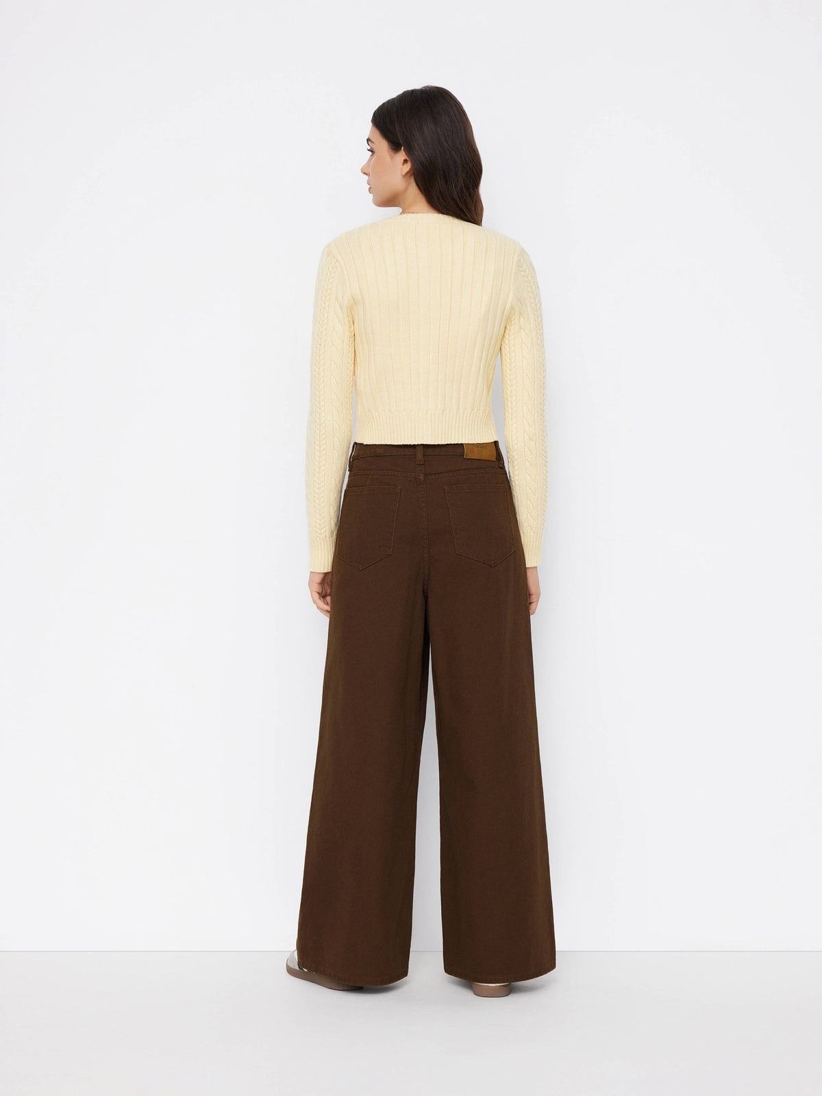 Double High Rise Solid Button Wide Leg Jeans | WL90 - view 19