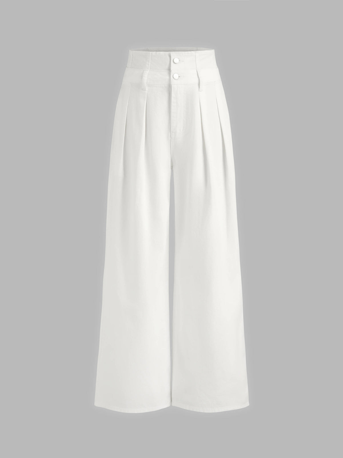 Double High Rise Solid Button Wide Leg Jeans | WL90 - view 29