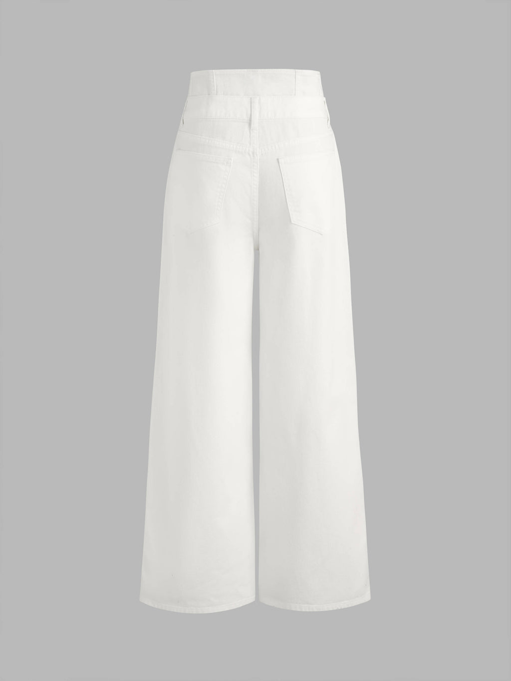 Double High Rise Solid Button Wide Leg Jeans | WL90 - view 33