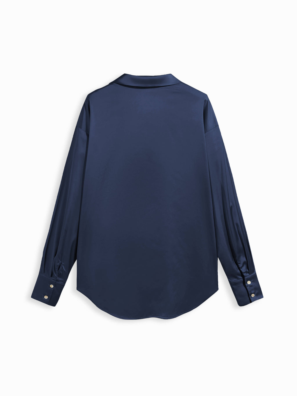 Satin Collar Solid Button Long Sleeve Blouse Top | S67 - view 18