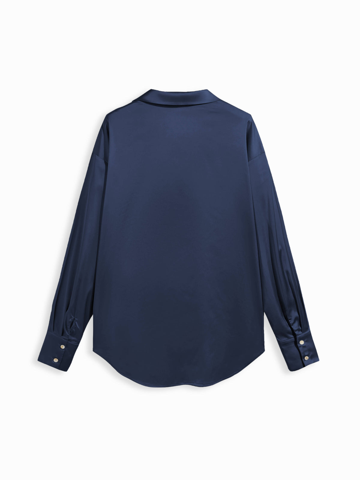 Satin Collar Solid Button Long Sleeve Blouse Top | S67 - view 18