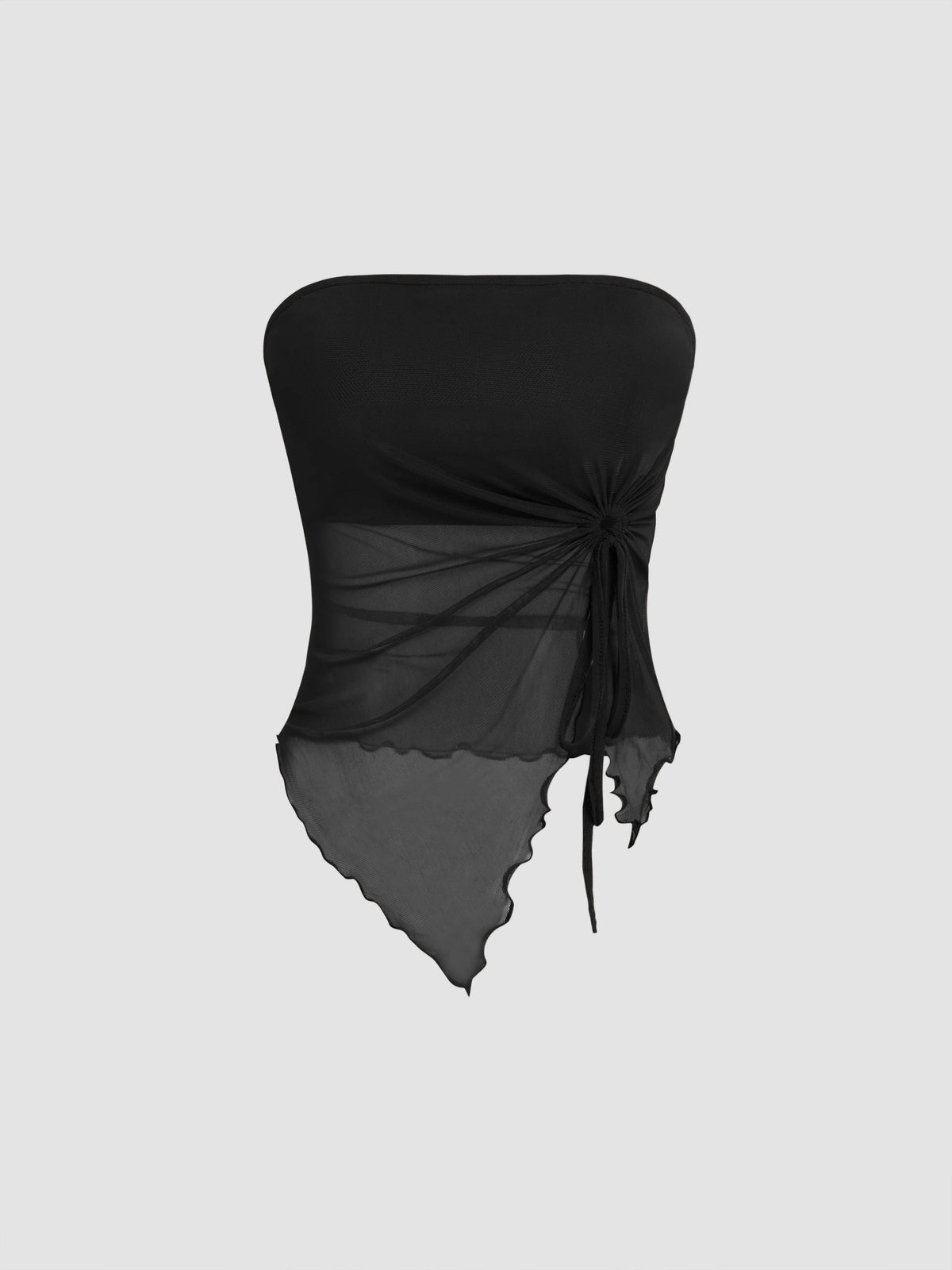 Mesh Solid O-ring Lettuce Trim Knotted Tube Top | TT90 - view 24