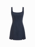 Scoop Neckline Checks Zipper Mini Dress | D56 - view 32