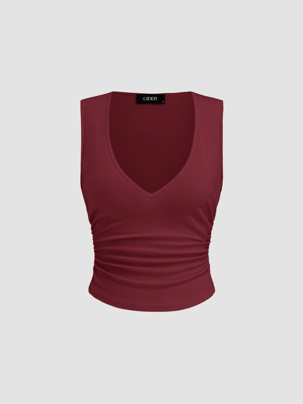 Cotton-blend V-neck Ruched Tank Top | TT98 - view 2