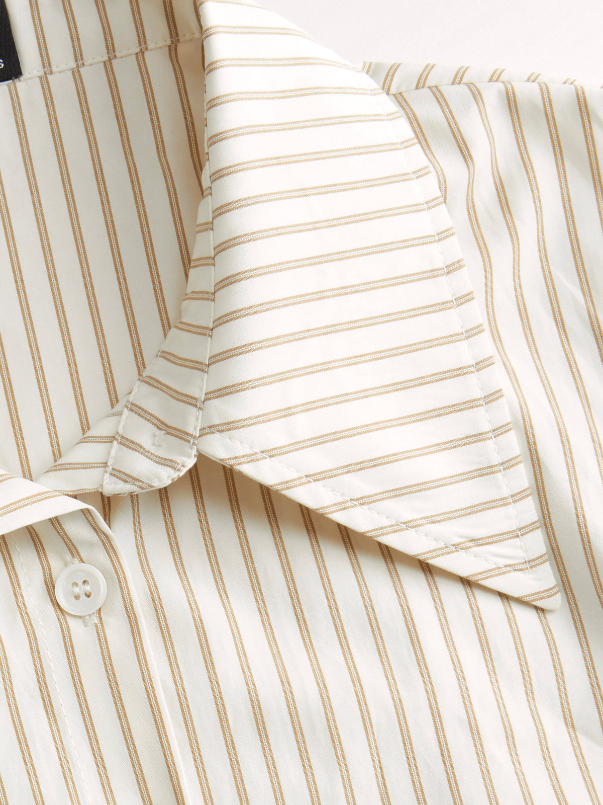 Cotton-blend Striped Collar Long Sleeve Drawstring Side Shirt | S67 - view 14