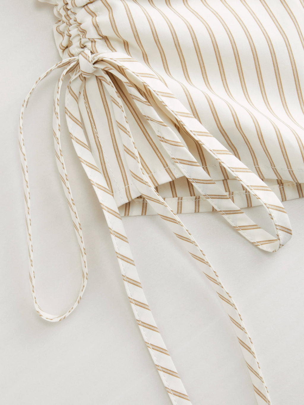Cotton-blend Striped Collar Long Sleeve Drawstring Side Shirt | S67 - view 15