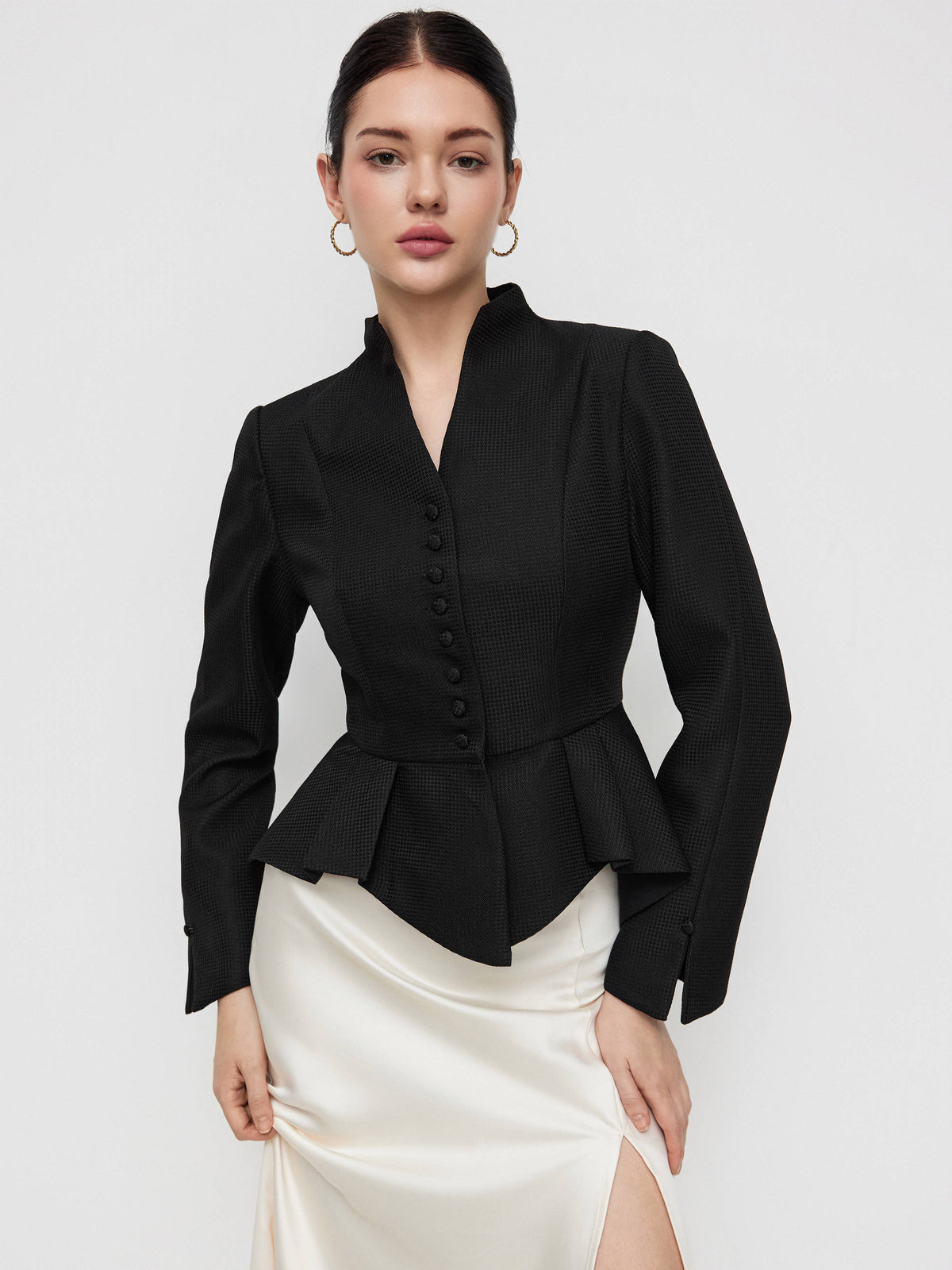 Split Peplum Long Sleeve Jacket | JC78 - view 7