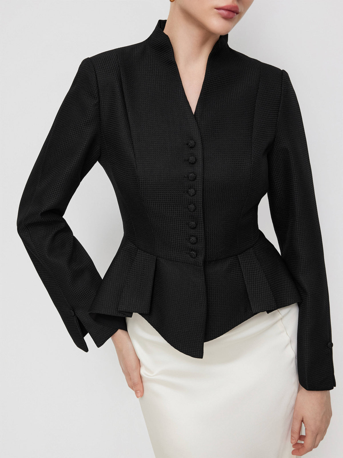 Split Peplum Long Sleeve Jacket | JC78 - view 10