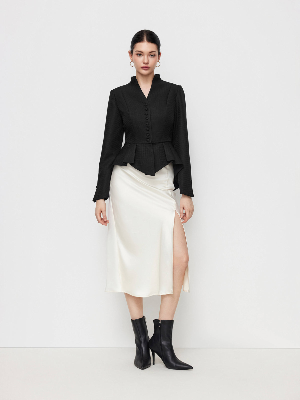Split Peplum Long Sleeve Jacket | JC78 - view 11